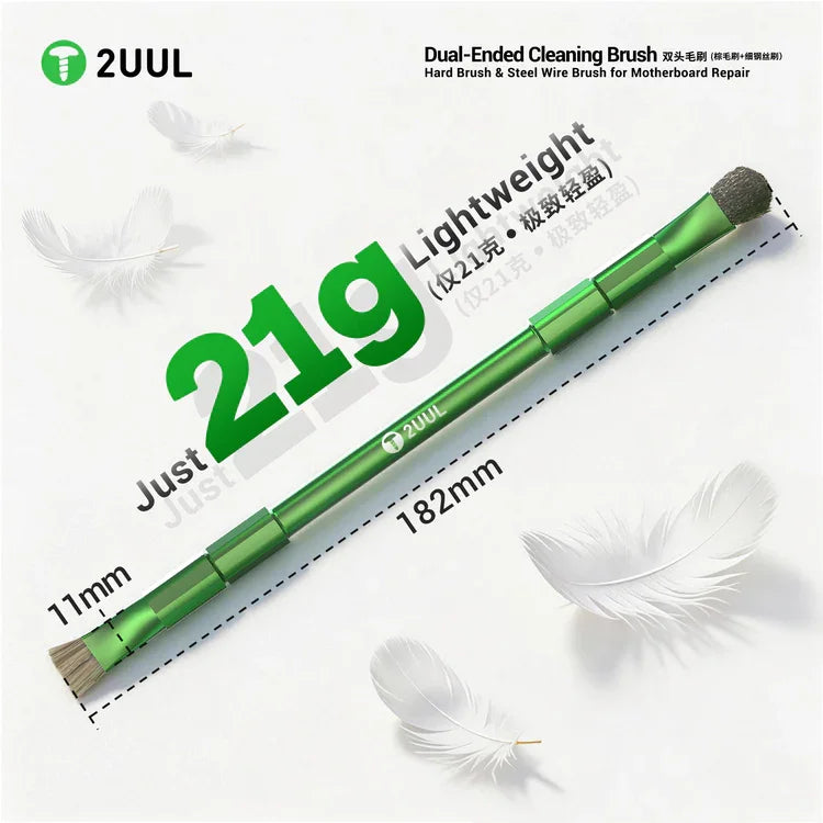 2UUL CL15 Dual Ended Cleaning Brush Hard Brush Steel Wire Brush for Motherboard Repair Phone PCB Maintenance Tools