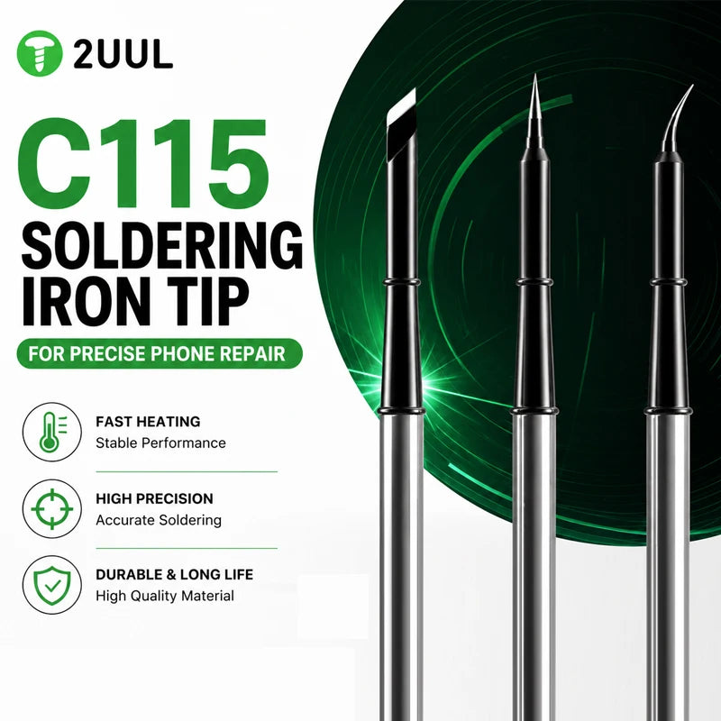 2UUL C115 Soldering Iron Tip K I S Precision Fast Heating Universal Replacement Solder Tips for Mobile PCB Repair Tools