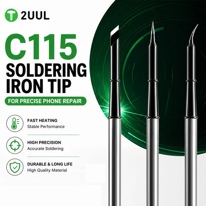 2UUL C115 Soldering Iron Tip K I S Precision Fast Heating Universal Replacement Solder Tips for Mobile PCB Repair Tools