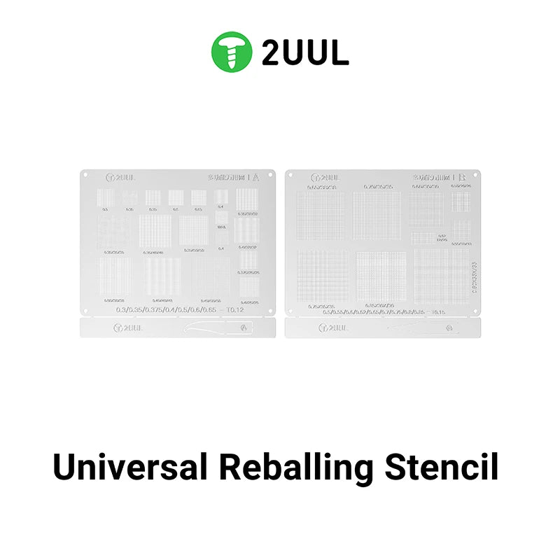 2UUL BG02 2Pcs/Pack Universal Reballing Stencil AB Steel Mesh Solder Template for BGA Chip Repair Phone Motherboard Solder