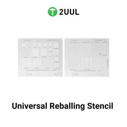 2UUL BG02 2Pcs/Pack Universal Reballing Stencil AB Steel Mesh Solder Template for BGA Chip Repair Phone Motherboard Solder