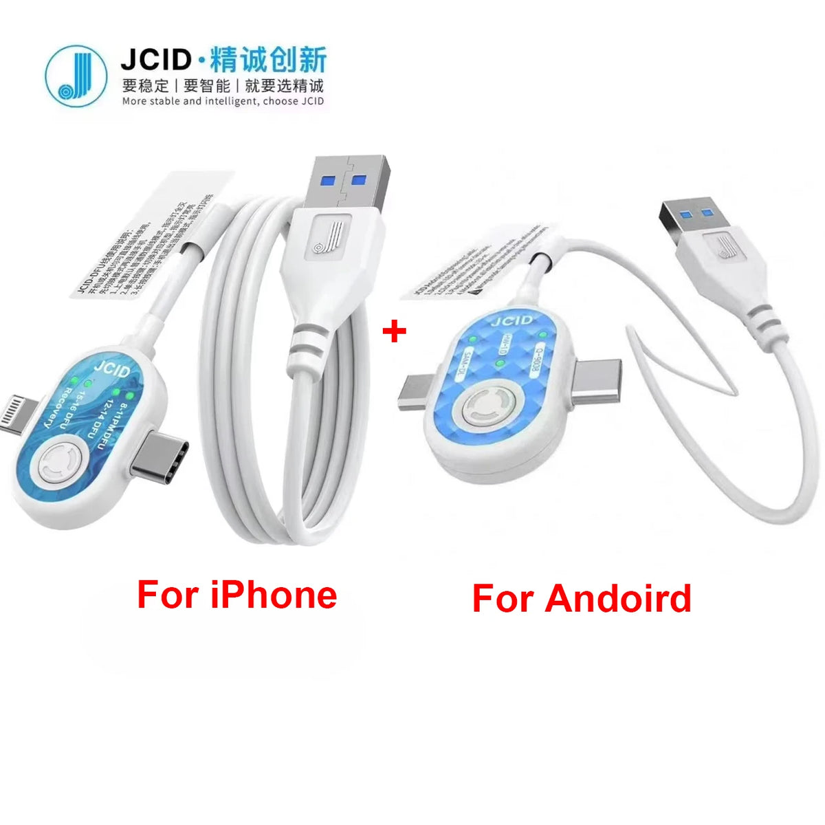 JCID DFU Cable For iPhone 8-16 Series For Android Auto DFU Without Button or Device Disassembly, Enables Deep Flashing