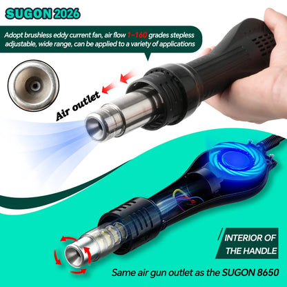 SUGON 2026 700W Soldering Station 160 Grade Airflow Hot Air Gun Electronics Rework Station Phone Repair BGA PCB SMD Solder Tools