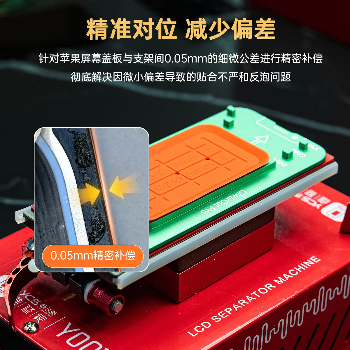 YCS Visual Screen Separation Mold for Straight & Curved Phones, Precise Alignment Cover Bracket Repair Fixture