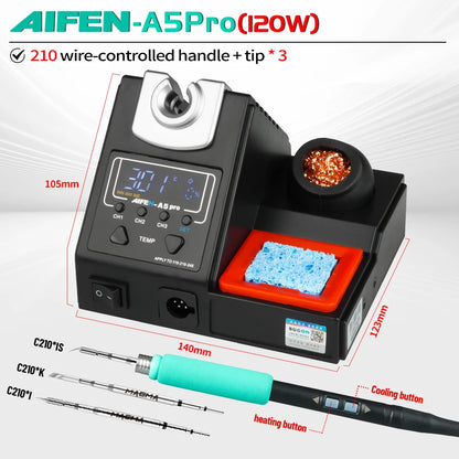 AIFEN A5Pro 120W Soldering Station Wire-Controlled Handle 245/210/115 Electronics Soldering Iron Rework Station BGA Repair Tools