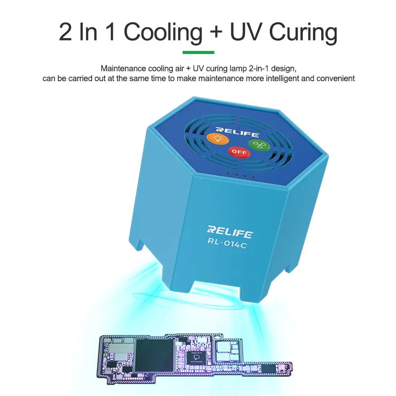 RELIFE 2 in 1 Smart Cold Air UV Curing RL-UVH902 3S Quick Drying Solder Resistance Oil RL-014C Intelligent Curing Lamp