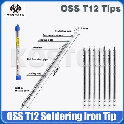 Punta de soldar OSS T12 T12-X Plus BLS/BJS/SKUS/KU/SUK/LS/ILS para estación de soldar serie T12, herramientas de puntas duras de alta calidad
