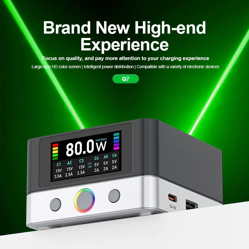 RELIFE 6-port 80W Super Fast Charging Dual PD Fast Charging and Smart USB-A Compatible with a variety of Electronic Devices