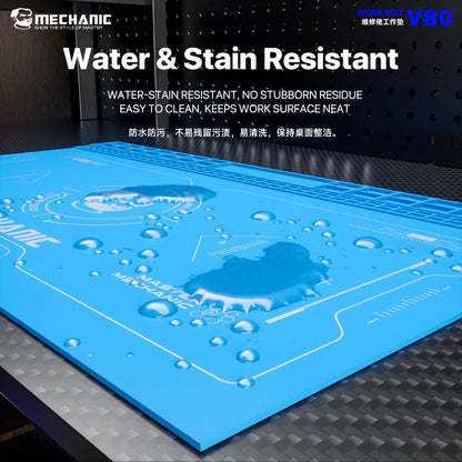 MECHANIC V80 Large Silicone Work Mat Waterproof Heat Insulation Storage Groove Design for Phone Circuit Board Repair Tools
