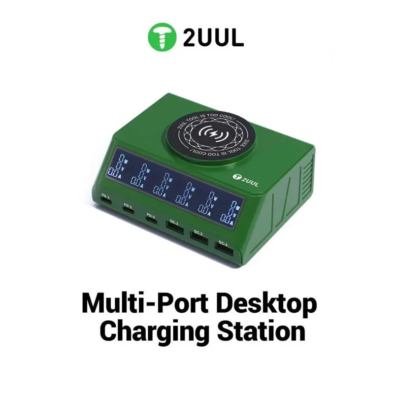 2UUL PC11 110W Desktop Multi-Port Charger with Magnetic Wireless Fast Charging for IP17 Series & Multi-Device Repair Tools