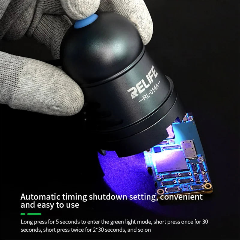 RELIFE RL-014A High Power Multi-purpose Curing Light with Three Gears Shadowless/UV/Optical Glue Green Oil Ink Fast Curing Lamp