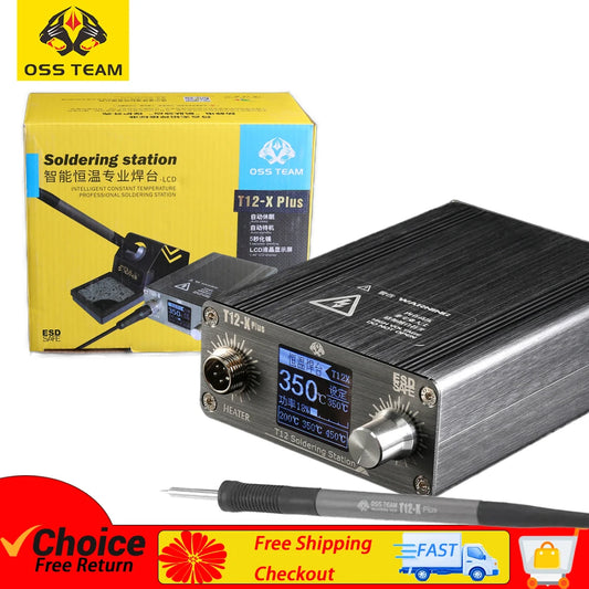 Estación de soldadura OSS T12-X PLUS, soldador electrónico con puntas T12 para reparación de placas de circuito impreso y placas de teléfonos, herramientas de soldadura y reparación