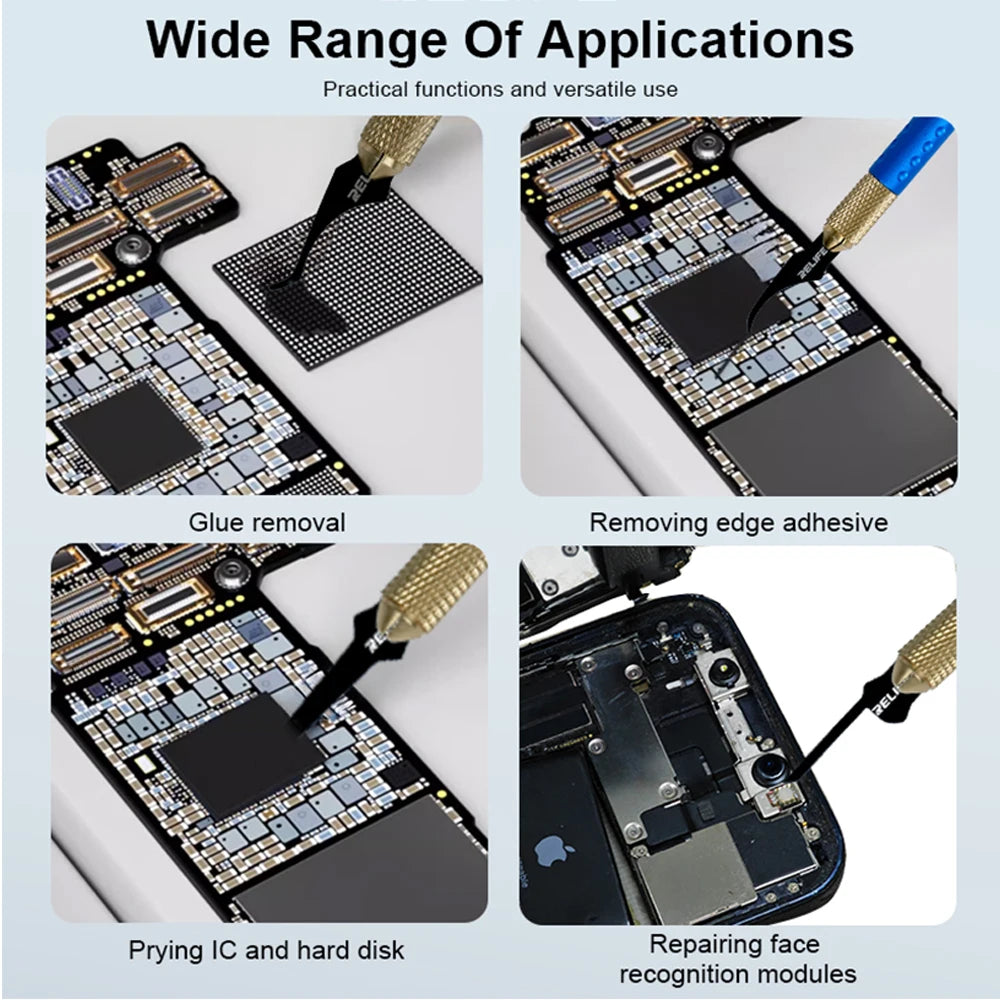 RELIFE TK5 8-in-1 Multi-Function Blade Set for Mobile Phone Repair Motherboard PCB IC CPU Adhesive Removal Pry Tool Cutting Tool