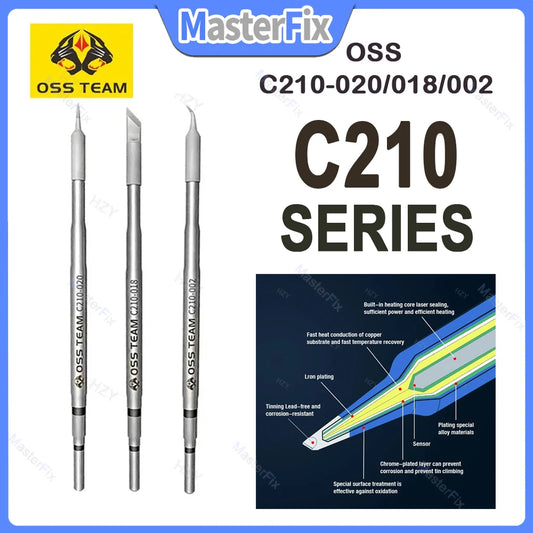 Puntas de repuesto a presión para soldador OSS C210, kit de soldadura de precisión 020/018/002, equipo de soldadura, herramienta para reparación de teléfonos
