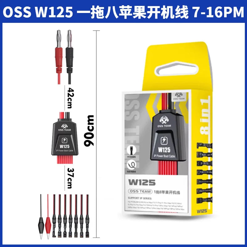 OSS W125 8in1 IP Power Boot Cable Power Line Silicone Cable for IPhone7G-16 Pro Max Battery Activation Detection Repair Tool
