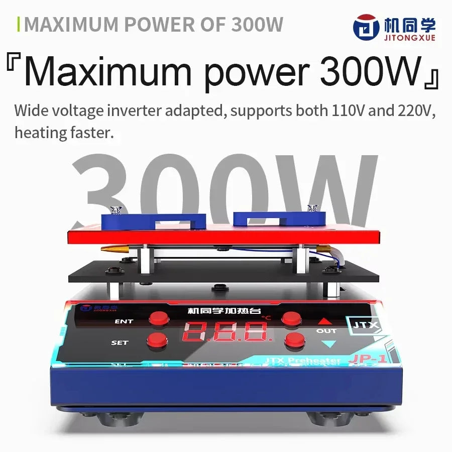 JTX JP-1 Universal Thermostatic Preheating Layering Platform For iPhone X-16 Pro Max Android PCB Layered Chip Glue Cleaning Tool