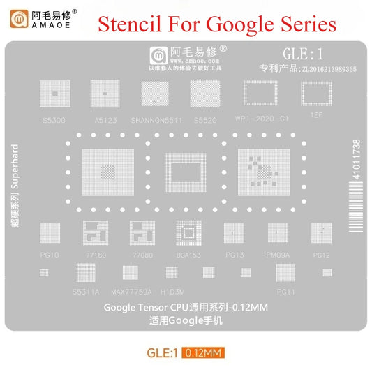 Plantillas de Reballing BGA para CPU Google Pixel Tensor AMAOE para la serie Pixel 6-9