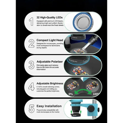 RELIFE RL-033E Pro microscope LED light source eliminates reflection, adjustable brightness dual polarized light source