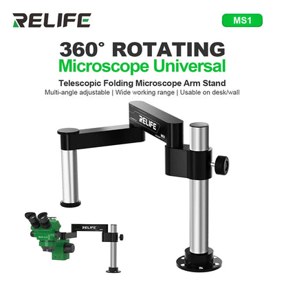RELIFE MS1 360° Rotating Folding Stand Swing Arm Wall-mountable Upright Compatible for Various Models of Microscopes Repair tool