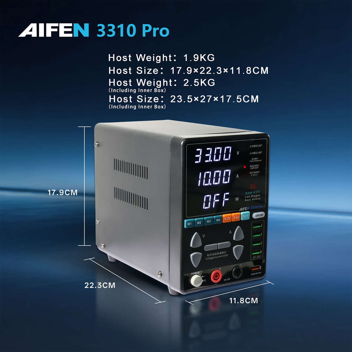AIFEN 3310PRO Power Supply 33V/10A High Power 330W Low Ripple Pulse Protection High Precision Adjustable Switching DC Power