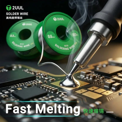 2UUL Solder Wire High Purity 0.3mm 0.6mm 50g Fast Melting Shiny Solder Joints for Mobile Phone BGA Computer Repair