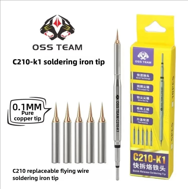OSS C210-K1 0.1mm C210 Rapid Heating Replaceable Flying Wire Soldering Iron Tip For 210 Series Soldering Iron Handle
