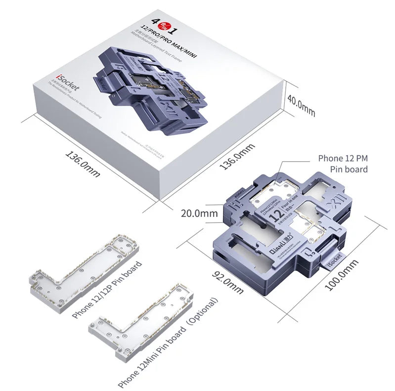 QIANLI ISocket 4IN1 for iPhone X 11 12 13 14 15 16 17 Pro Max Motherboard Test Fixture Double-deck Motherboard Function Tester