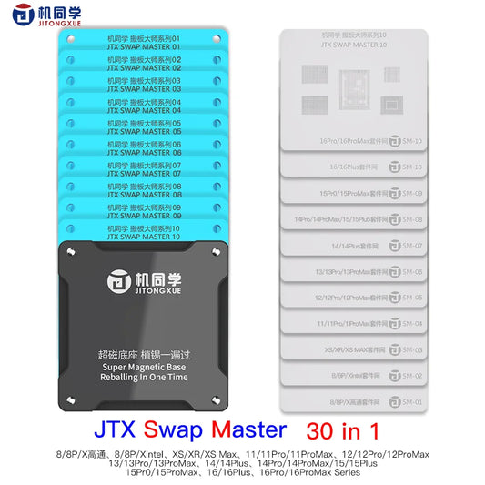 JTX SM-01 New Upgrade Swap Master Chip Reballing Fixture Platform for IPhone 8-16PM Series Motherboard CPU Repair Stencil Kit