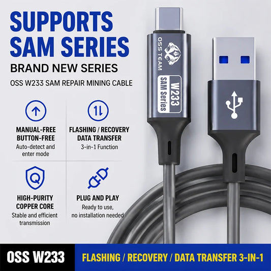 Cable combinado USB-C OSS W233 para modo de descarga, Odin y minería, con entrada automática al modo de recuperación de datos para la serie SAM