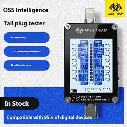 OSS TEAM T9 Intelligent Tail Plug Tester Mobile Phone Detection Automatic Lock Fault Point Mobile Phone Charging Port Tester