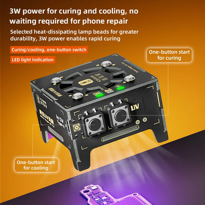 YCS 2 IN 1 UV Curing Lighting & Cooling Fan Kit for Phone Repair, LED Lamp with Exhaust Fan for Motherboard Chip PCB Work