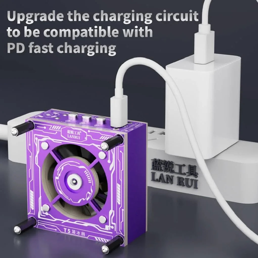 Lanrui T5 UV Lamp Cooling Fan for Mobile Phones Repair 3W Curing & Heat Dissipation 3-Speed Adjustable with PD Fast Charge Tools