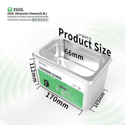 2UUL SS01 0.8L Ultrasonic Cleaner 40KHz Digital Timing Degas Function For Phone Mainboard IC Cleaning Machine Tools