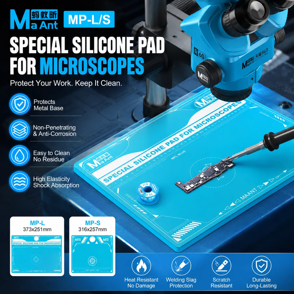 Alfombrillas de reparación para bases de microscopio MAANT MP-L/MP-S