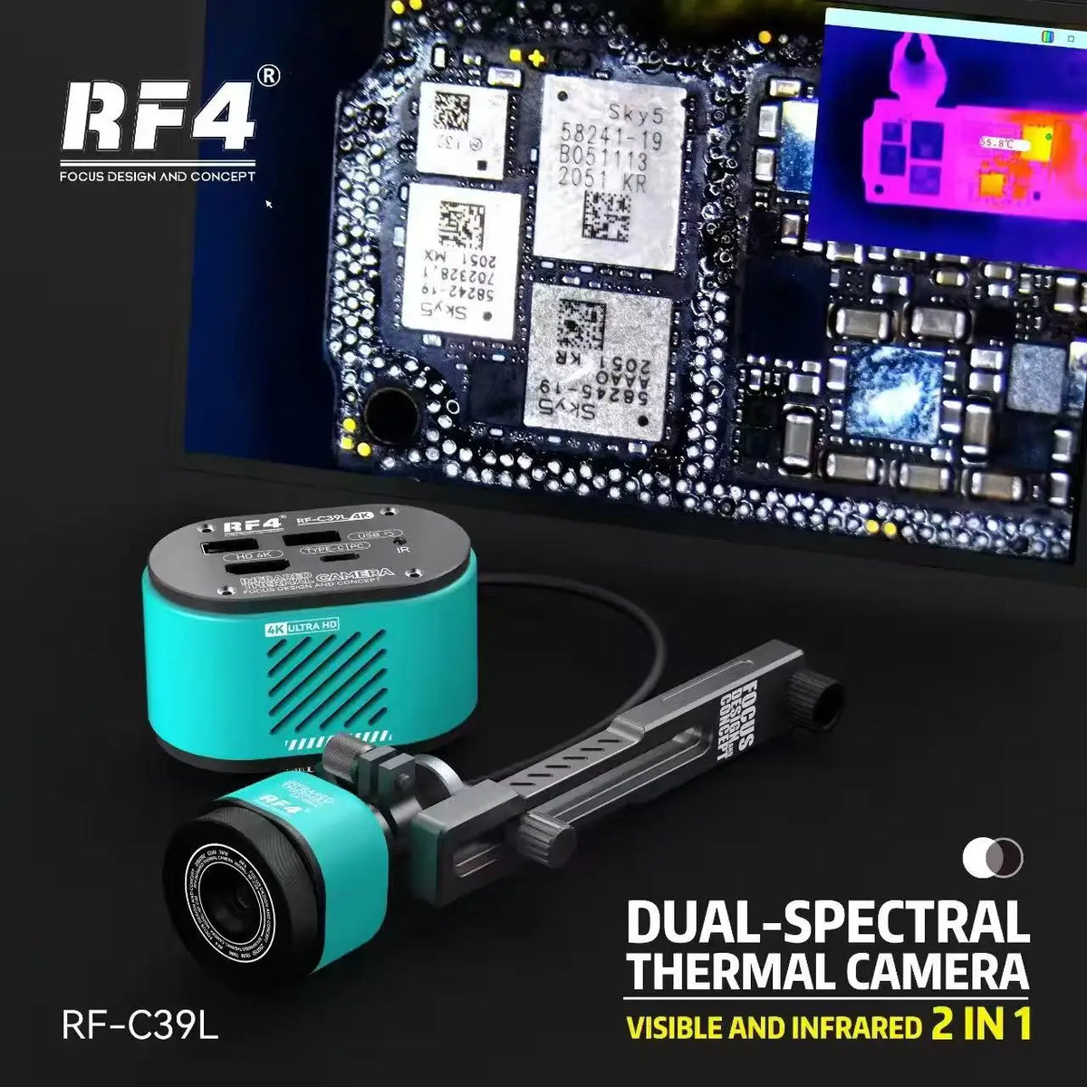 Cámara térmica RF4 RF-C39L con soporte de apoyo