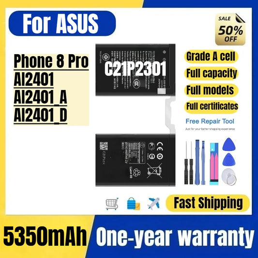 C21P2301 for ASUS Phone 8 Pro/AI2401_A/D Phone Battery 0 Cycle High Capacity Battery Replacement Bateria Grade A Cell With Tools