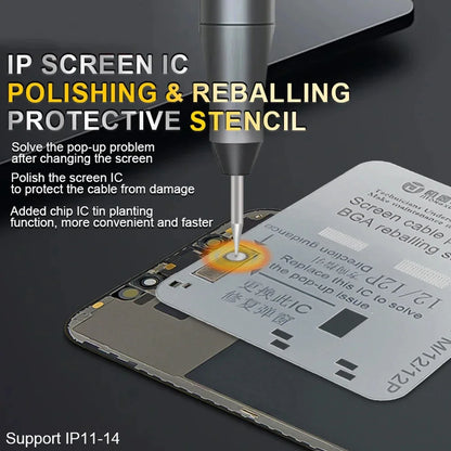 JTX Display Screen IC 11/12/13/14/15/16/17 Pro Max Reballing/Protection Stencil Net LCD Screen IC Cable Tin Planting Stencil