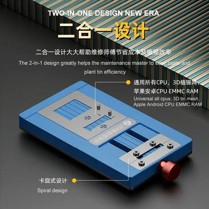 Dispositivo JTX T4 para reballing de CPU BGA y 13 plantillas