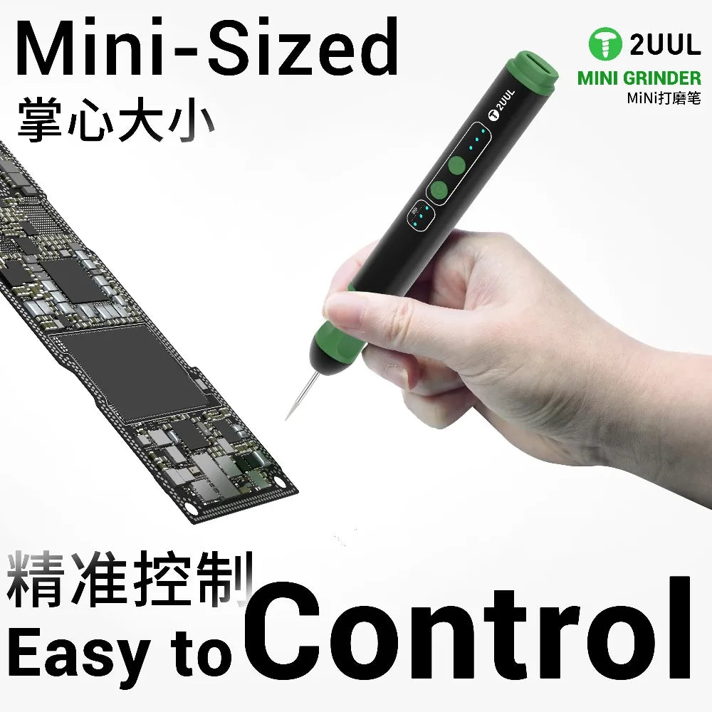 2UUL DA86 Mini Grinder with Grinding Cutting Drill Bits Polishing Pen for Phone OCA Glue Clean IC Chip CPU Drilling Repair Tool