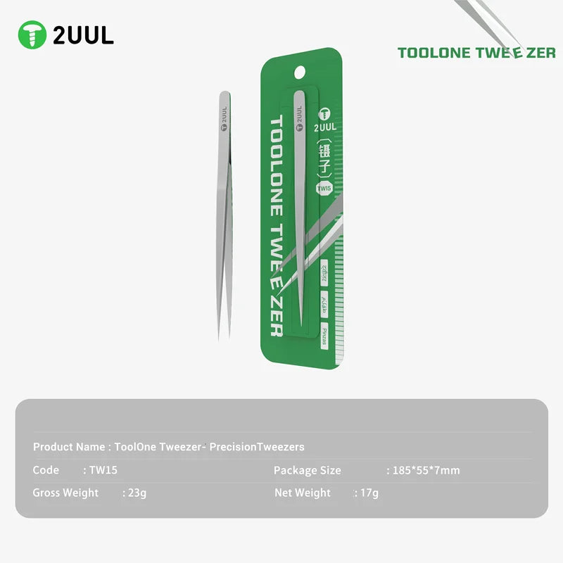 2UUL TW15 ToolOne Professional Precision Tweezers Fine Point for Daily Use Beauty Craft Electronics Model Making Hand Tools