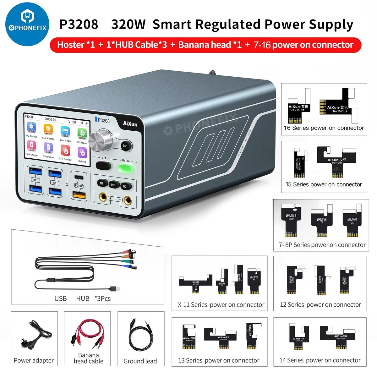 AIXUN P3208 Intelligent Regulated Power Supply For iPhone 7-16 PRO MAX Android Motherboard Battery Testing Mobile Phone Repair
