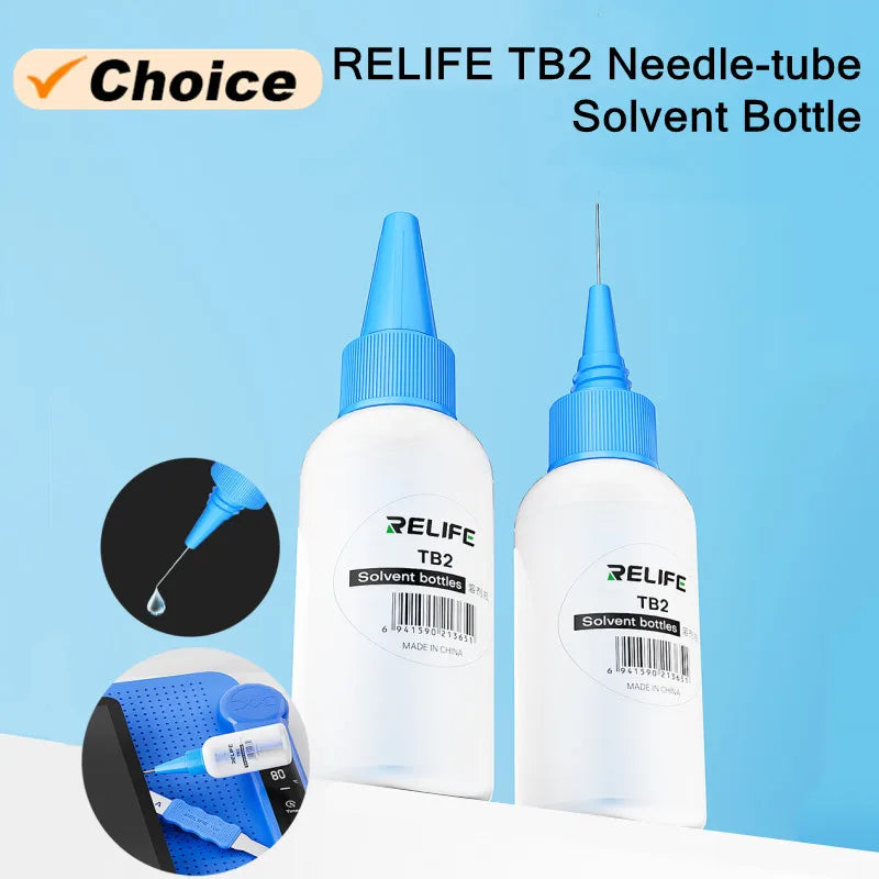 RELIFE TB2 50ml Anti-Static Solvent Bottle Removable Needle Anti-corrosion Anti-side Leakage Strong Sealing Double Cap Bottle