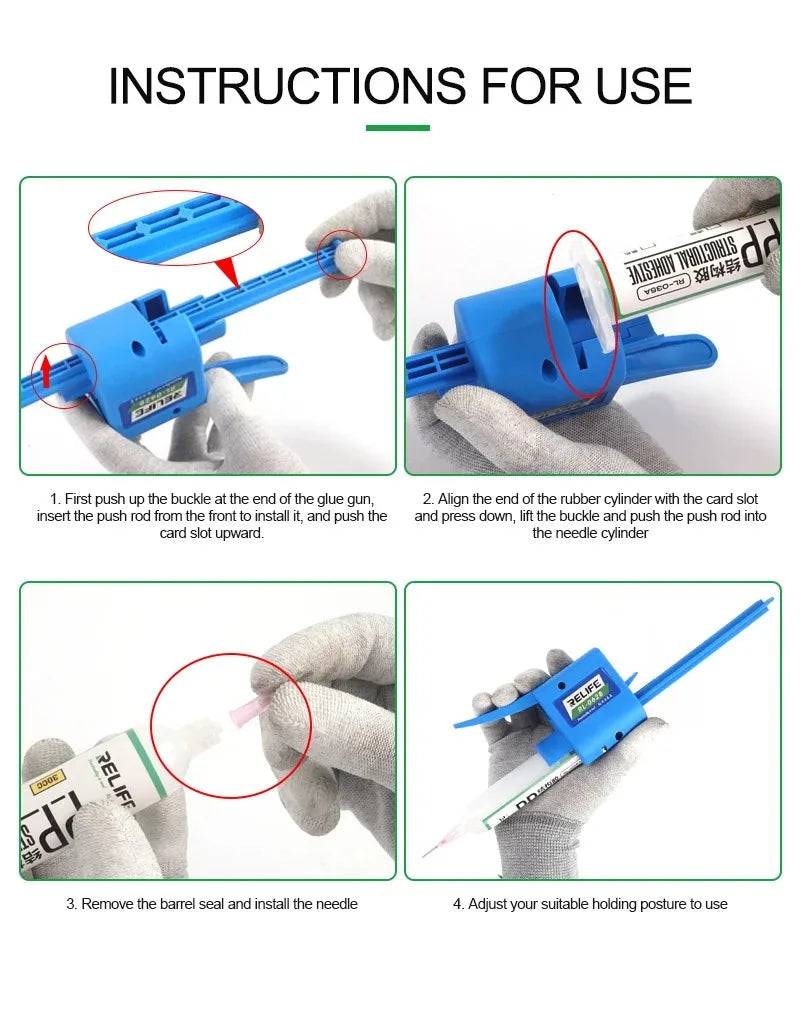 RELIFE 10-60cc Manual Solder Flux Dispenser Universal Welding Oil  Extruder UV Paste Needle Booster Glue Propulsion Syringe Tool