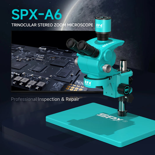 RF4 SPX-A6 6.2-60X Trinocular Stereo Microscope