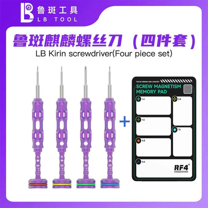 Juego de destornilladores LUBAN Kirin 4 en 1 para reparaciones de alta precisión de teléfonos móviles y dispositivos electrónicos, herramientas