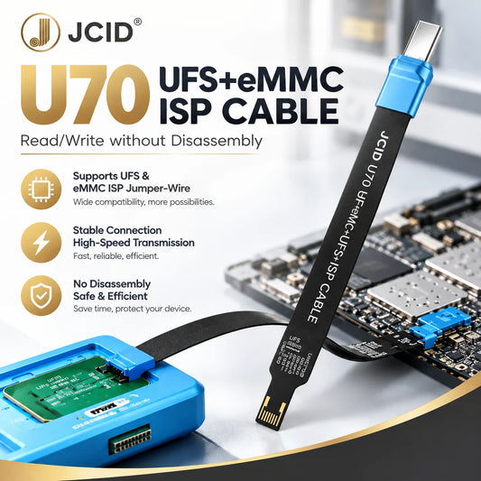 Cable JCID U70 UFS + EMMC ISP para NAND compatible con flujos de trabajo de conexión de operación de lectura/escritura mediante cables puente ISP para UFS y EMMC