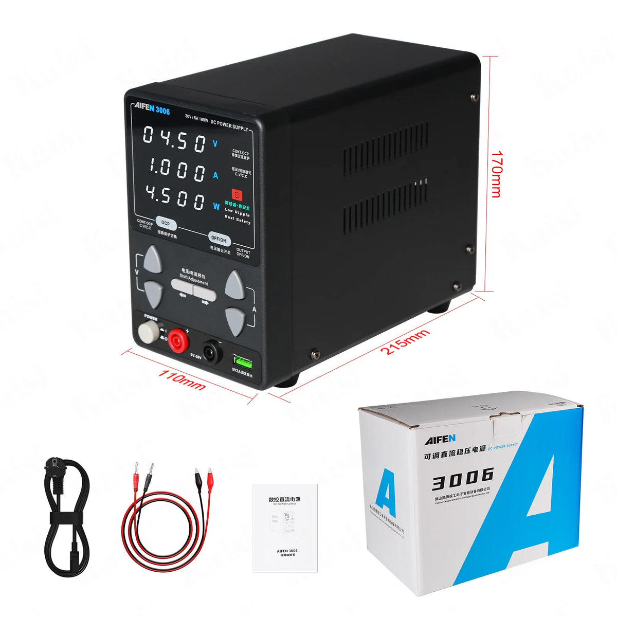 AIFEN 3006 6A 30V 180W Adjustable DC Power Supply Digit Lab Bench Power Stabilized Power Supply Voltage Regulator Switch