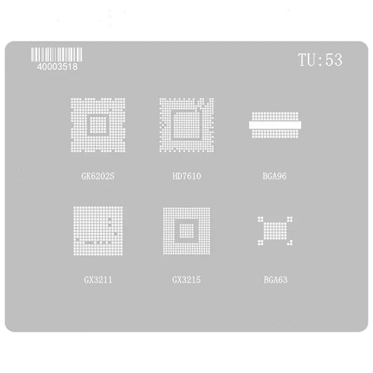 Plantilla para reballing BGA AMAOE TU53 HD7610 GK6202S GX3215