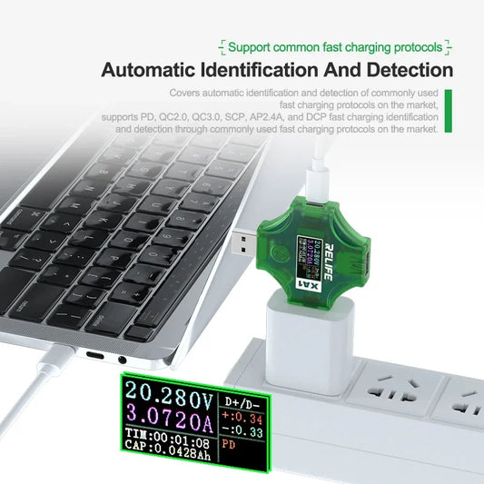 RELIFE XA1 Multifunctional Tester Bidirectional Current Detection Protocol Automatic Identification Fast Charge Detection