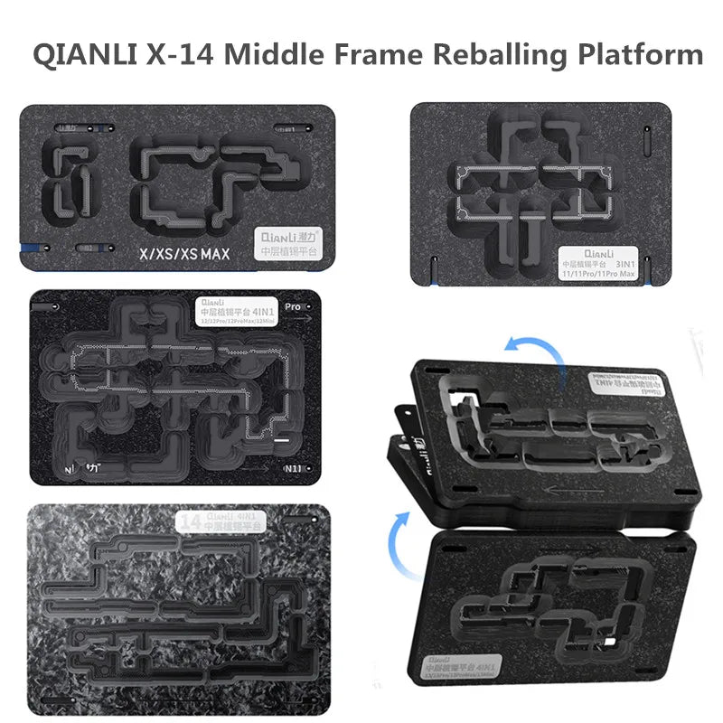 QIANLI Middle Frame Reballing Platform for Phone X 11 12 13 14 Series BGA Reballing Tin Planting Station with Stencil
